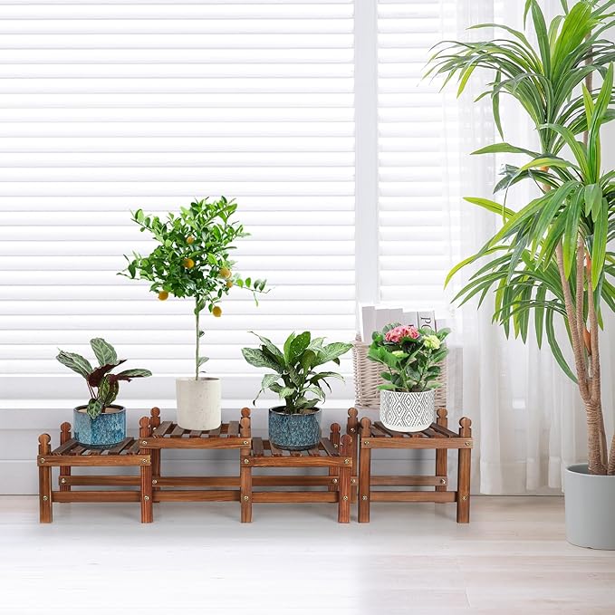 Wood Flower Stand Small Plant Stand Indoor Outdoor Plant Shelf Low Window Shelf - Image 3