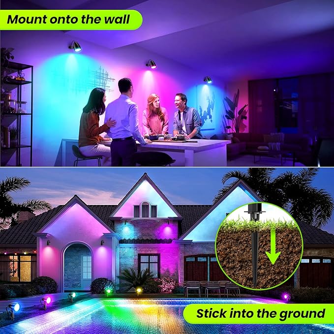 ZZXX 20W RGB Outdoor Spotlight Halloween 120V Color Changing Landscape Lights - Image 6
