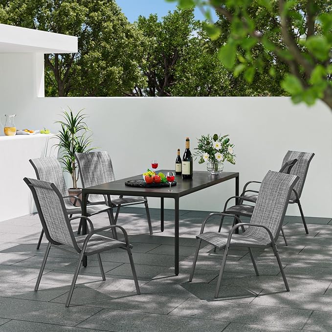 Patio Dining Chairs Set of 6, Outdoor Stackable Dining Chairs High Back - Image 2