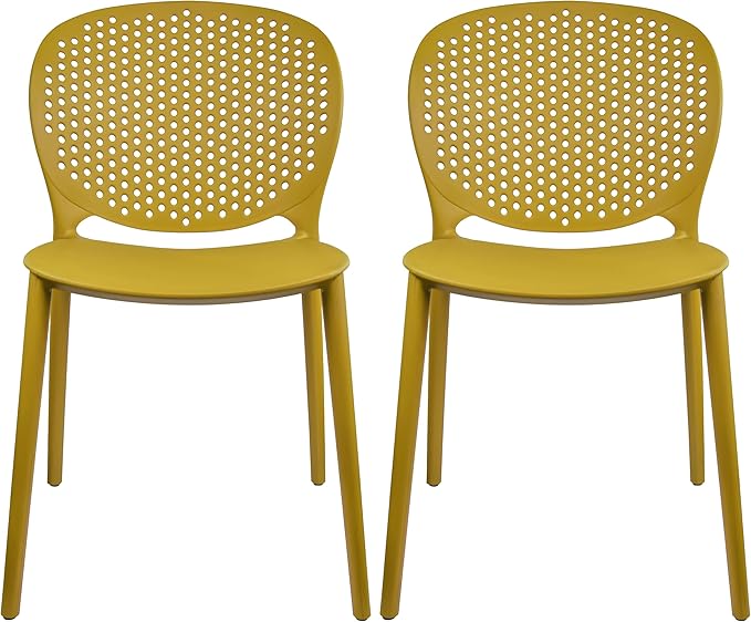 2xhome Set of 2 Patio Dining Chairs | Modern Stackable Outdoor Pool Side Chair by 2xhome