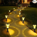 Solar Lights Outdoor Pathway Waterproof 8 Pack Warm White LED Acrylic Mushroom by Priddop
