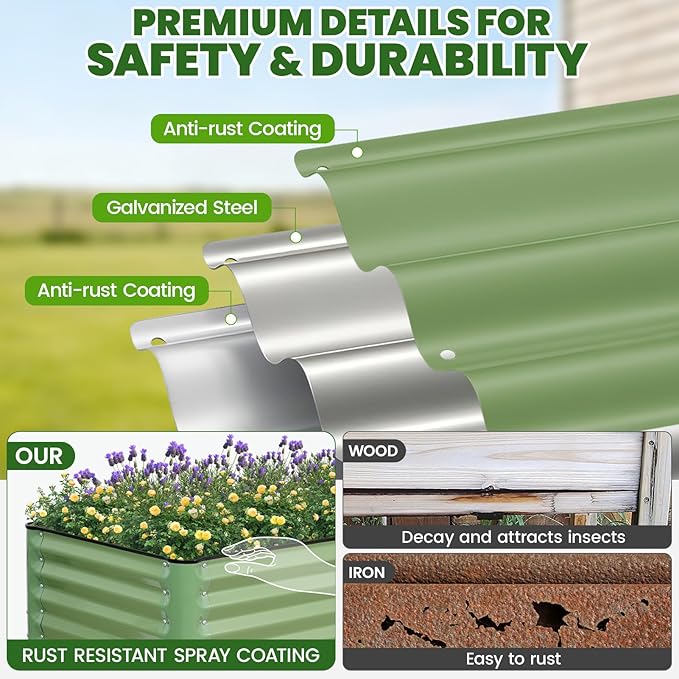 Elevated Raised Garden Bed 2' x 4'- Galvanized Metal Planter Boxes - Image 6