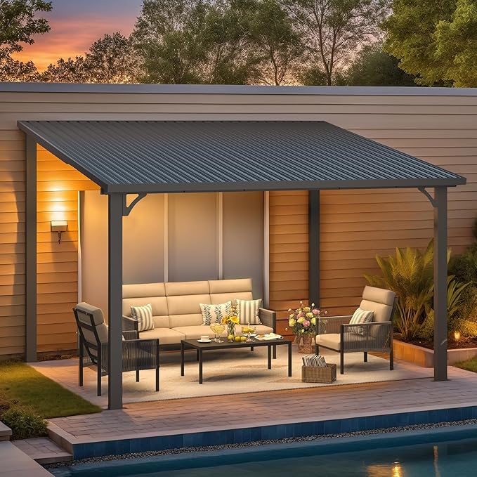 AECOJOY 12' x 10' Outdoor Hardtop Pergola Gazebo - Image 4