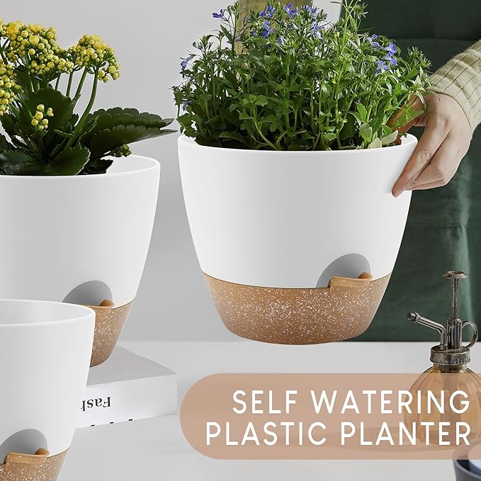 Plant Pots 10/9/8/7.5/7 inch, Self Watering Planters - Image 7