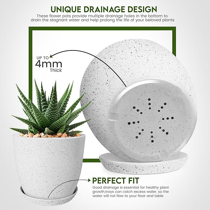 Utopia Home - Spotty Plant Pots Indoor - 7/6.6/6/5.3/4.8 Inches Flower Pots - - Image 3