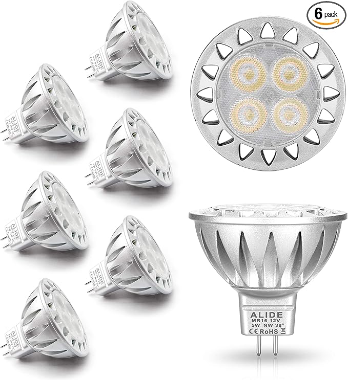 ALIDE MR16 GU5.3 Led Bulbs 5W 4000K Neutral/Natural White, 20W-35W Halogen by ALIDE