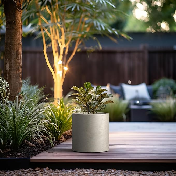 Kante 12.6" Dia Round Concrete Planter, Modern Style Large Cylindrical Plant Pot - Image 3