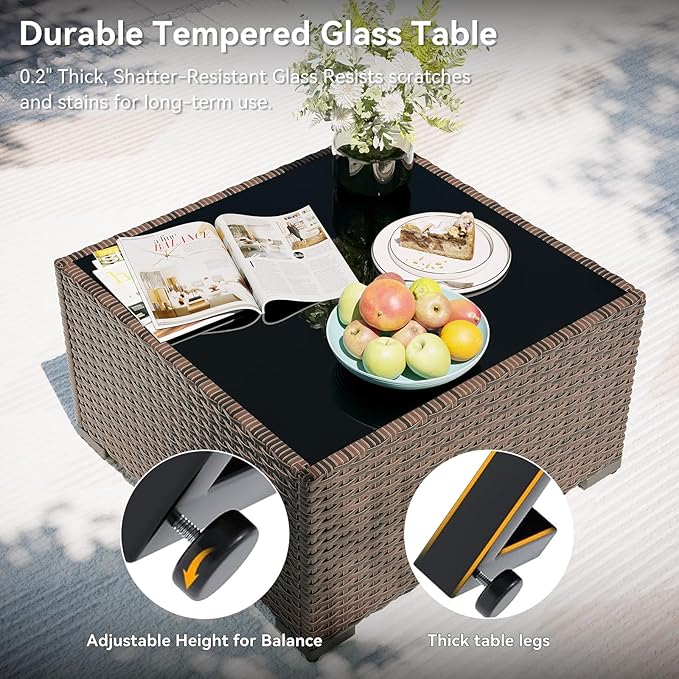 Aoxun Patio Furniture Set with Fire Pit Table, 8 Piece Outdoor Sectional Sofas - Image 9