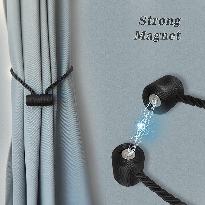 Hion Magnetic Curtain Tiebacks Golden 4 Pack, Curtain Tiebacks Buckles - Image 2