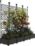 4 PCS Raised Garden Bed with Trellis & Privacy Screen, Flowers on Patio by Unknown
