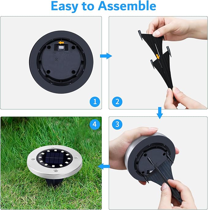 Biling Solar Ground Lights Outdoor 12 Packs, Bright 12 LEDs Solar Lights - Image 5