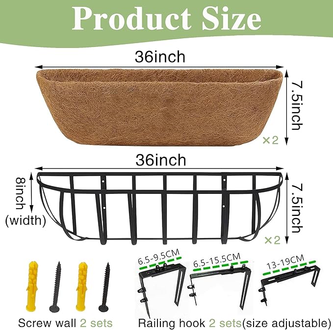 36 Inch Railing Planter Window Box Deck Balcony Rail Planter - Image 4