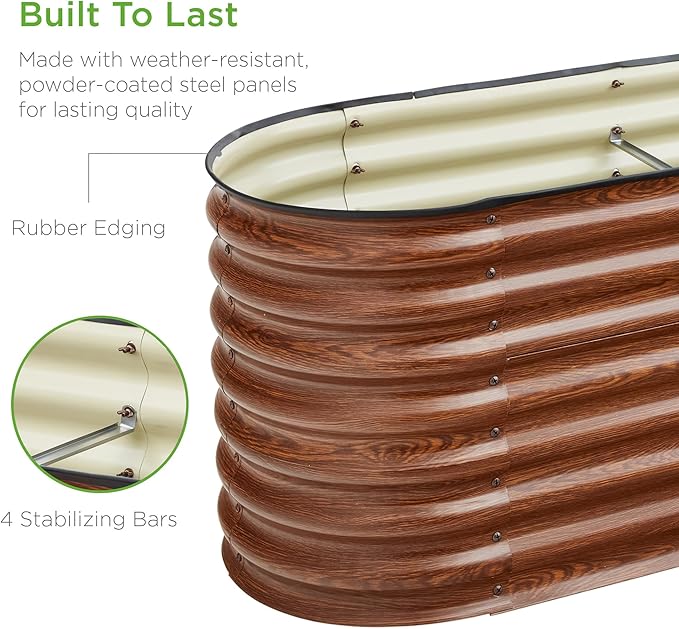 Best Choice Products 8x2x2ft Metal Raised Garden Bed, Oval Outdoor Deep Root - Image 5