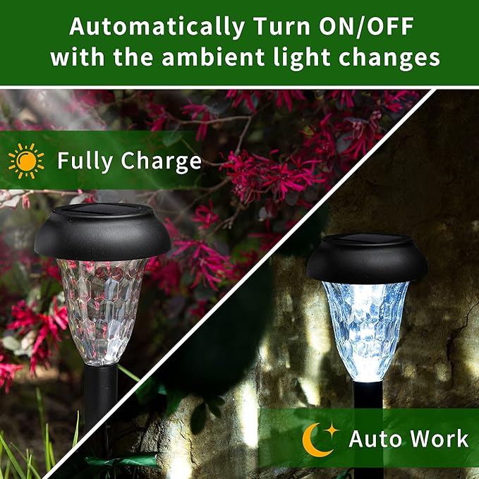 GIGALUMI 12 Pack Solar Lights Outdoor Waterproof, Cool White Pathway Lights - Image 4