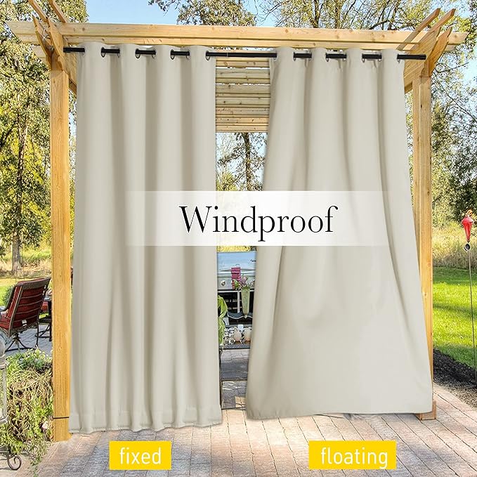 NICETOWN 2 Panels Weighted Outdoor Curtains - Image 3