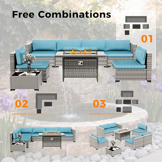 12-Seat Modern Outdoor Wicker Rattan Patio Furniture Set - Image 9