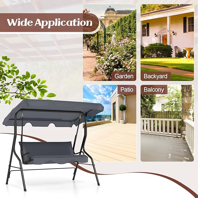 Tangkula 3 Person Porch Swing, Patio Swing - Image 8