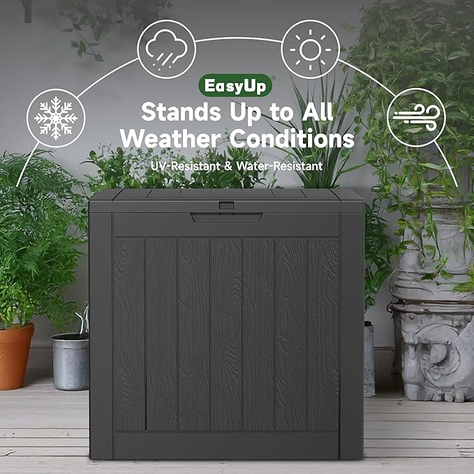 EasyUp 33 Gallon Resin Deck Box Waterproof, UV Resistant Outdoor Storage Box - Image 4
