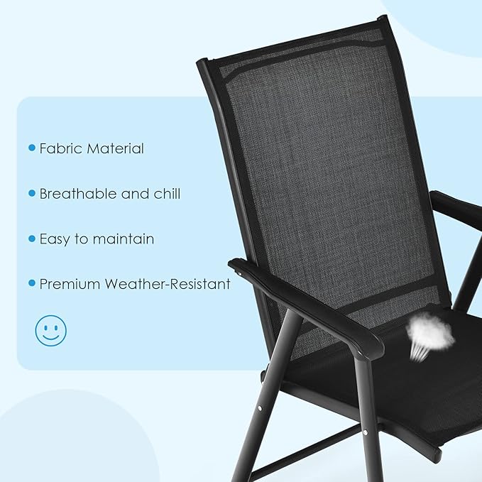 Giantex Set of 2 Patio Folding Chairs, Portable Outdoor Dining Chairs - Image 5