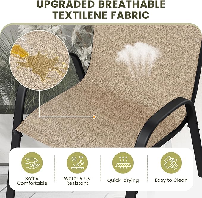 UDPATIO Patio Chairs Set of 8, Stackable Outdoor Dining Chairs - Image 5