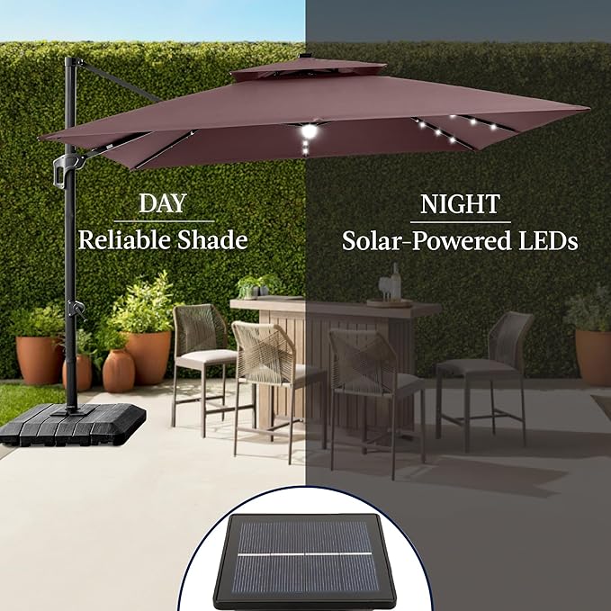 Best Choice Products 12x12ft LED Cantilever Patio Umbrella w/Base Included & - Image 6