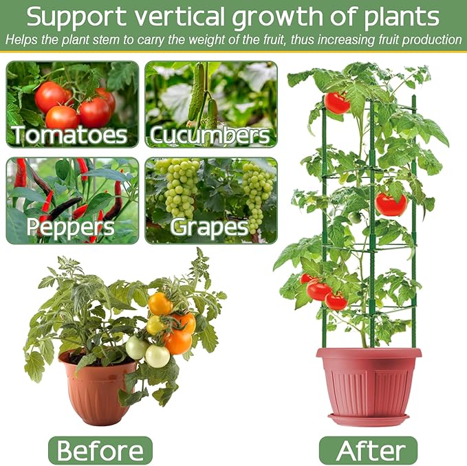 Halatool 8 Pack Tomato Cages for Garden, Garden Stakes Tomato Trellis for Pots - Image 6