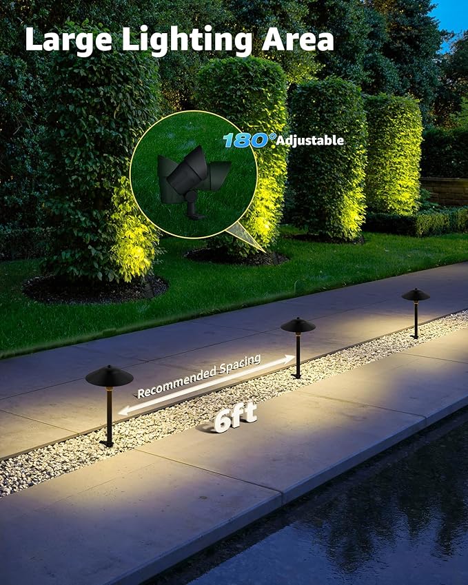 SUNVIE All-in-ONE Landscape Lighting Kit 6-Pack LED Outdoor Pathway Lights - Image 6