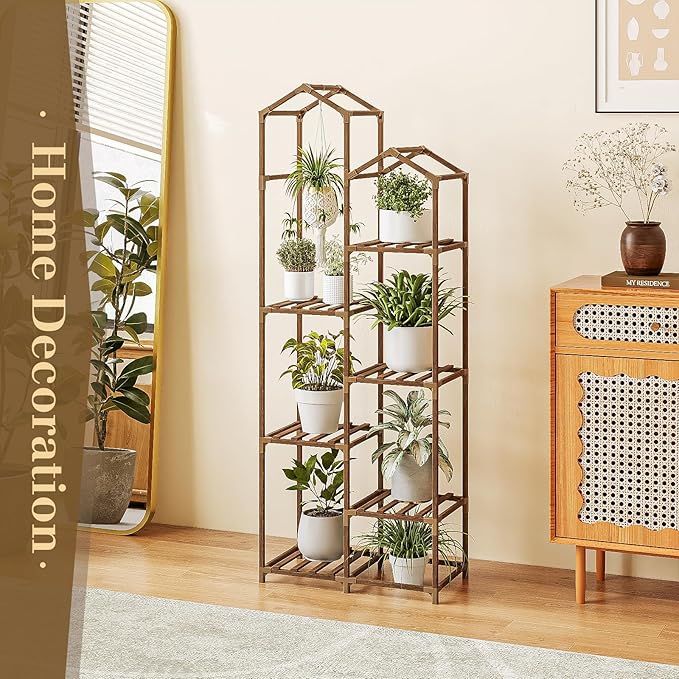 Bamworld Tall Plant Stand Indoor Outdoor Corner Plant Shelf Hanging Plant - Image 8