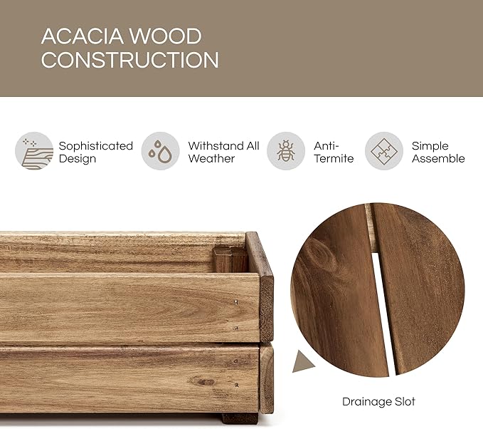 Wooden Planter Box, Storage Box 17”L x6”W x5.5”H - Image 3