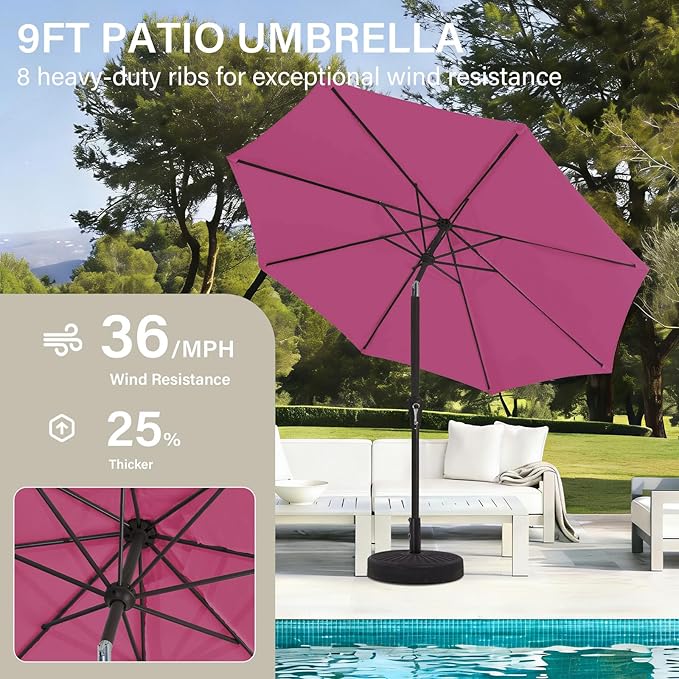 MEWAY 9ft Patio Umbrella Outdoor Table Umbrellas - Image 4