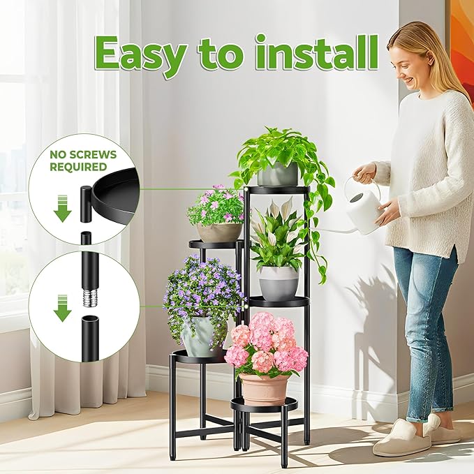 Tall Plant Stand Indoor Outdoor, Corner Metal Flower Pot Stands - Image 6