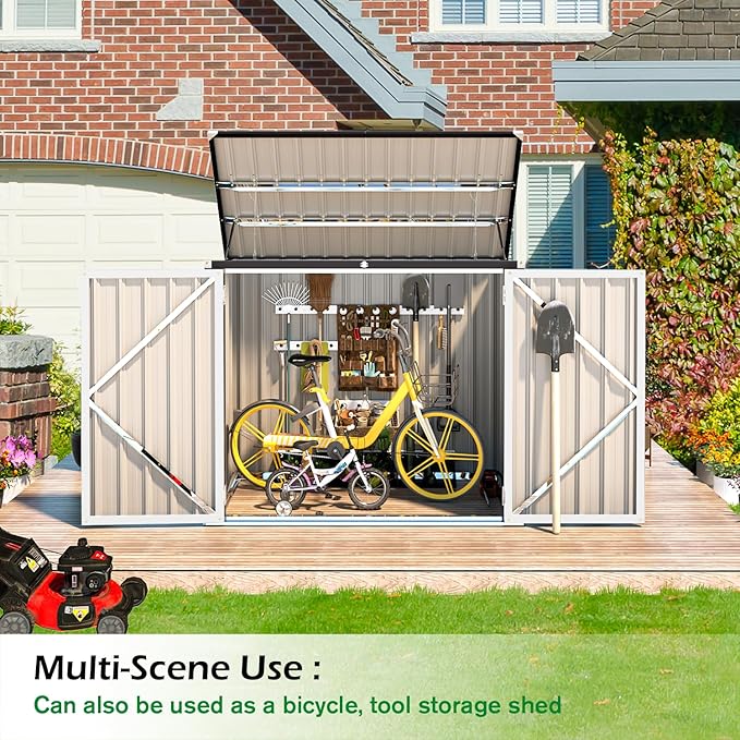 AECOJOY Outdoor Trash Can Storage, 46 Cu.Ft White Trash Can Storage Cabinet - Image 5