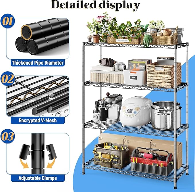 Xcity Storage Shelves, 4 Tier Heavy Duty Metal Shelving Unit - Image 3
