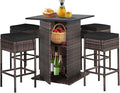 Tangkula 5 Piece Outdoor Rattan Bar Set, Patio Bar Furniture by TANGKULA