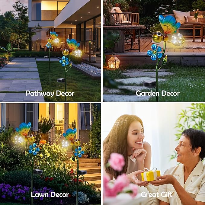 Decorative Solar Lights Outdoor Solar Bee Stake Lights Metal Decorative Garden - Image 7