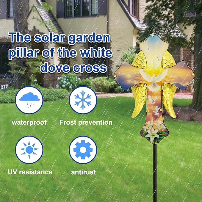 Solar White Dove Cross Garden lamp - Image 5