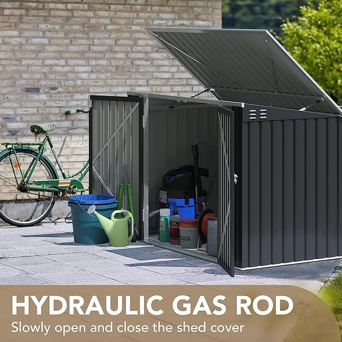 Devoko Outdoor Storage Shed 5.8 x 3.3 FT Metal Trash Shed Waterproof Outside - Image 7