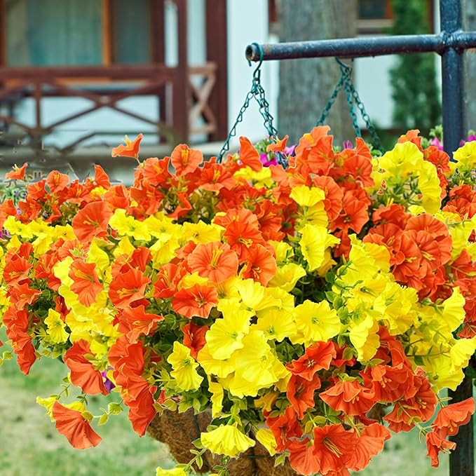 Artificial Flowers for Outdoors, UV Resistant Fake Silk Morning Glory, - Image 5