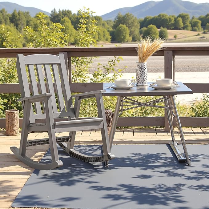 Devoko PP Material Rocking Chair Outdoor Indoor All Weather High Back Patio - Image 2
