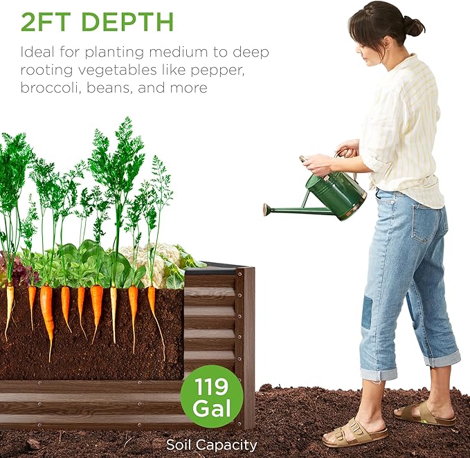 Best Choice Products 4x2x2ft Outdoor Metal Raised Garden Bed, Deep Root Box - Image 4