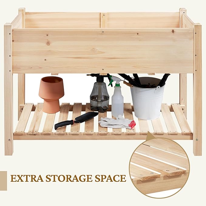 Yaheetech 47x23x32in Wooden Raised Garden Bed - Image 4