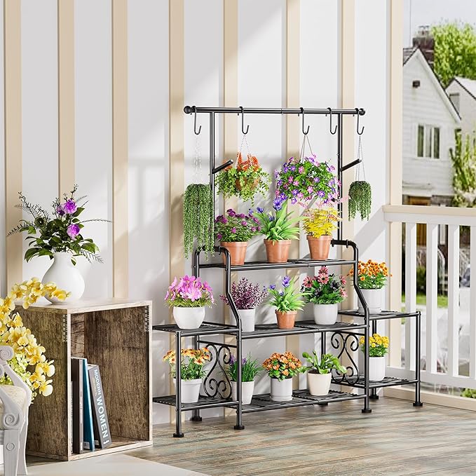 GIOTORENT 3-Tier Tall Metal Plant Stand Indoor Outdoor - Image 6