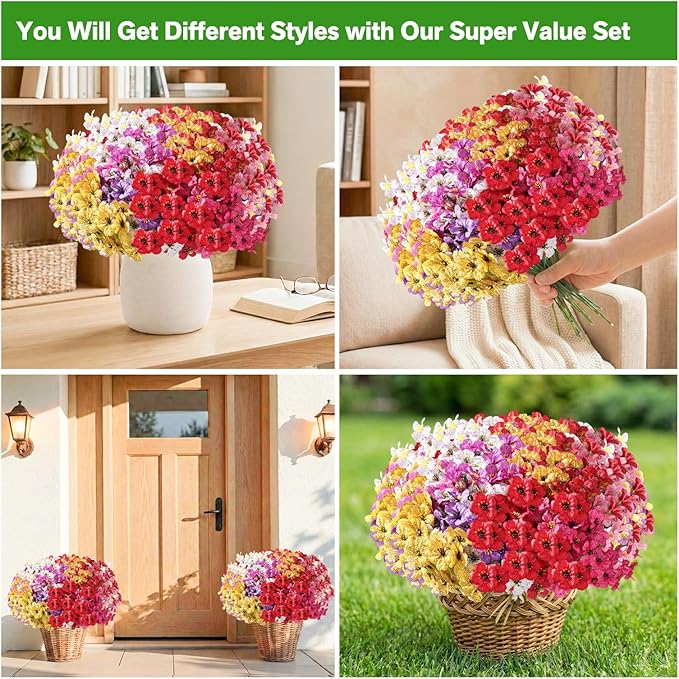 22 Pack Artificial Flowers for Outdoor Indoor Fake Plants, Faux Silk Flowers - Image 4