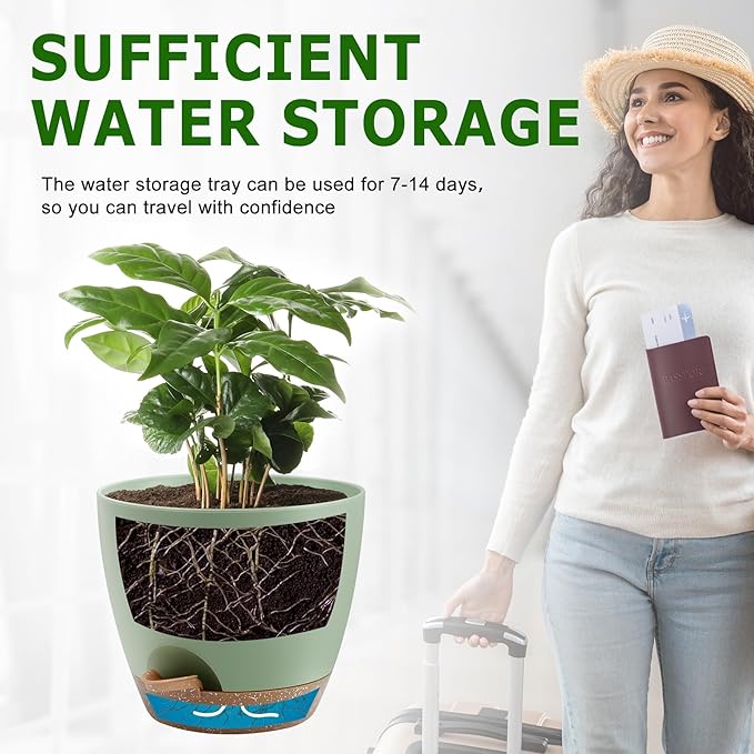 Plant Pots 12/10/9 Inch Self Watering Pots, Plastic Flower Pots, Nursery - Image 5