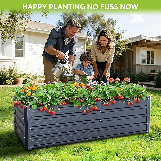 Ohuhu 6x3x1.5FT Metal Raised Garden Bed Outdoor, Reinforced Galvanized Steel - Image 2