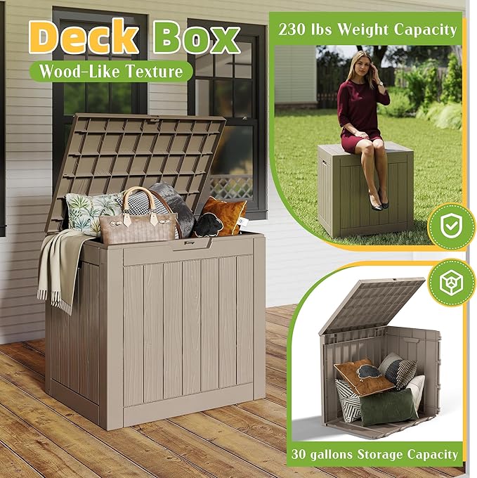 EasyUp 30 Gallon Outdoor Storage Box Waterproof, UV Resistant Outdoor Deck Box - Image 6