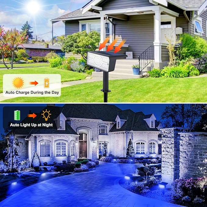 T-SUN Solar Spot Lights Outdoor, 4 Pack 49LED Landscape Spotlights, 2 Lighting - Image 2