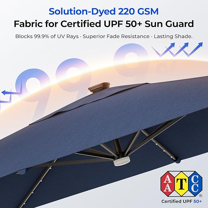 HOMSHADE 10 ft Square Cantilever Patio Umbrella - Image 4
