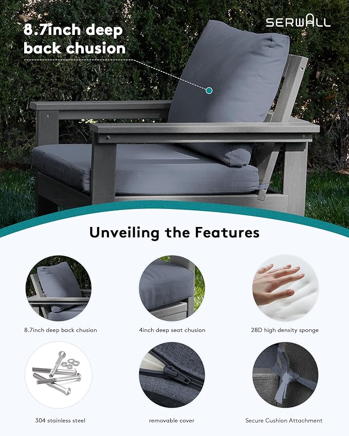 SERWALL HDPE Patio Conversation Set, 6-piece Sectional Outdoor Furniture Set - Image 4
