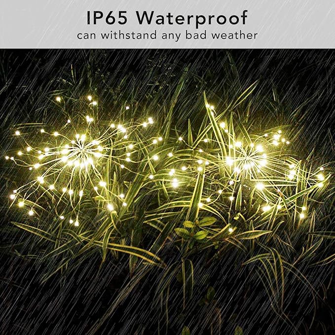 FOOING 8 Pack Solar Garden Lights Solar Firework Lights Waterproof, 200 LED - Image 4